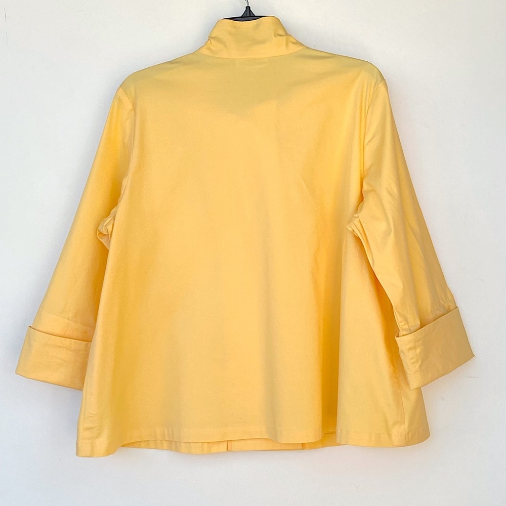 COLDWATER CREEK Petite Large Button Swing Jacket Mock Neck Cotton Stretch Yellow - Picture 7 of 7